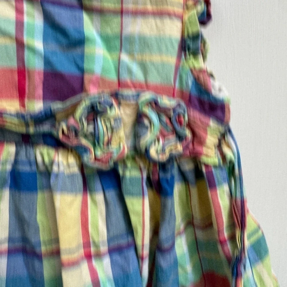 Chaps 2T Girls Plaid Multicolor Short Sleeve Flutter Dress